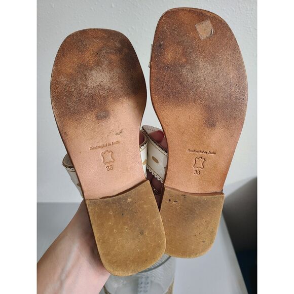 Penelope Chilvers White Leather Sandals EU 38 US 7 Boho Bohemian Coastal Resort - Picture 6 of 6